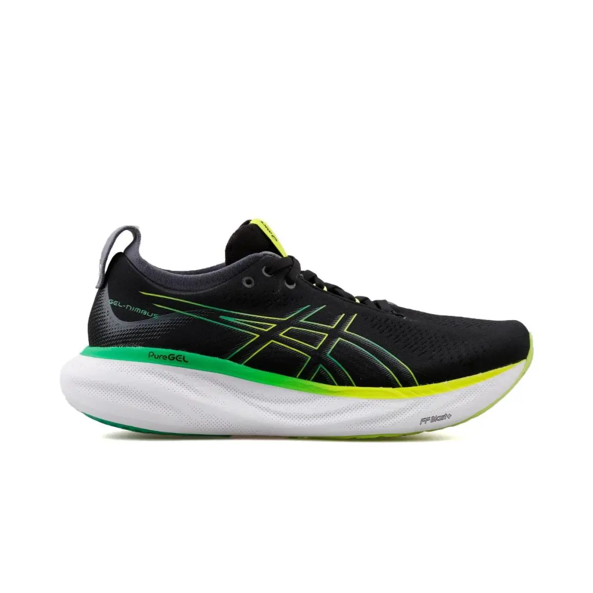 Asics Men`s Gel-nimbus 25 Running Shoes 8.5 US Black/lime Zest