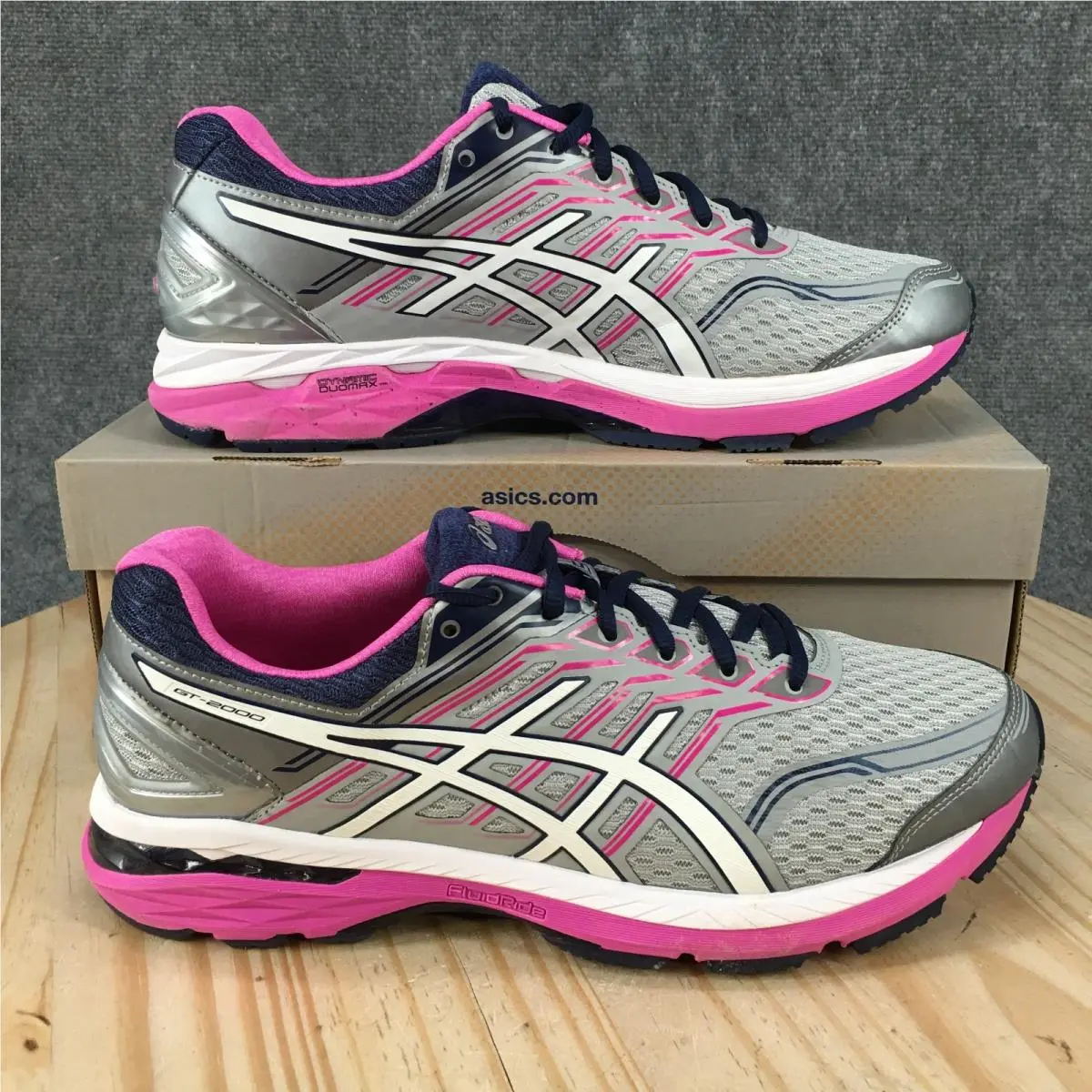 Asics GT-2000 5 Running Shoes Womens 11.5 2E Sneakers Lace Up Leather Silver