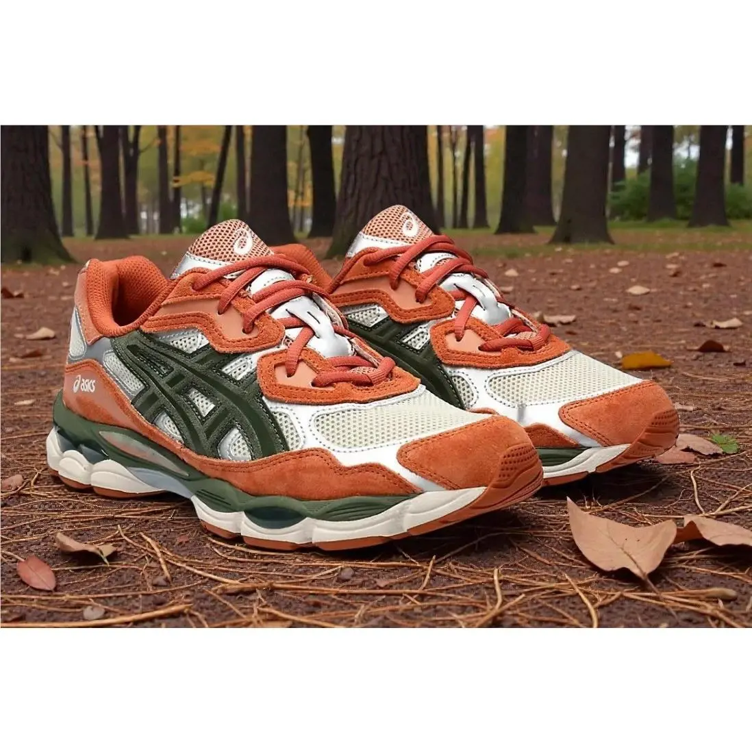 Asics Gel Nyc Forest Green Orange Mens Running Shoes Mens Size 10