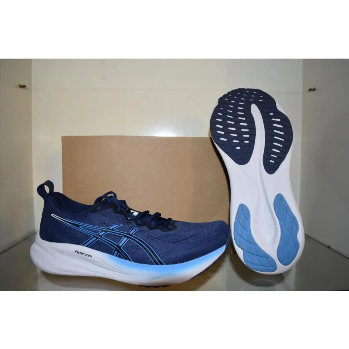 Asics Gel-pulse 16 Men`s Running Shoes 1011B962-401 Navy/white Size 8.5