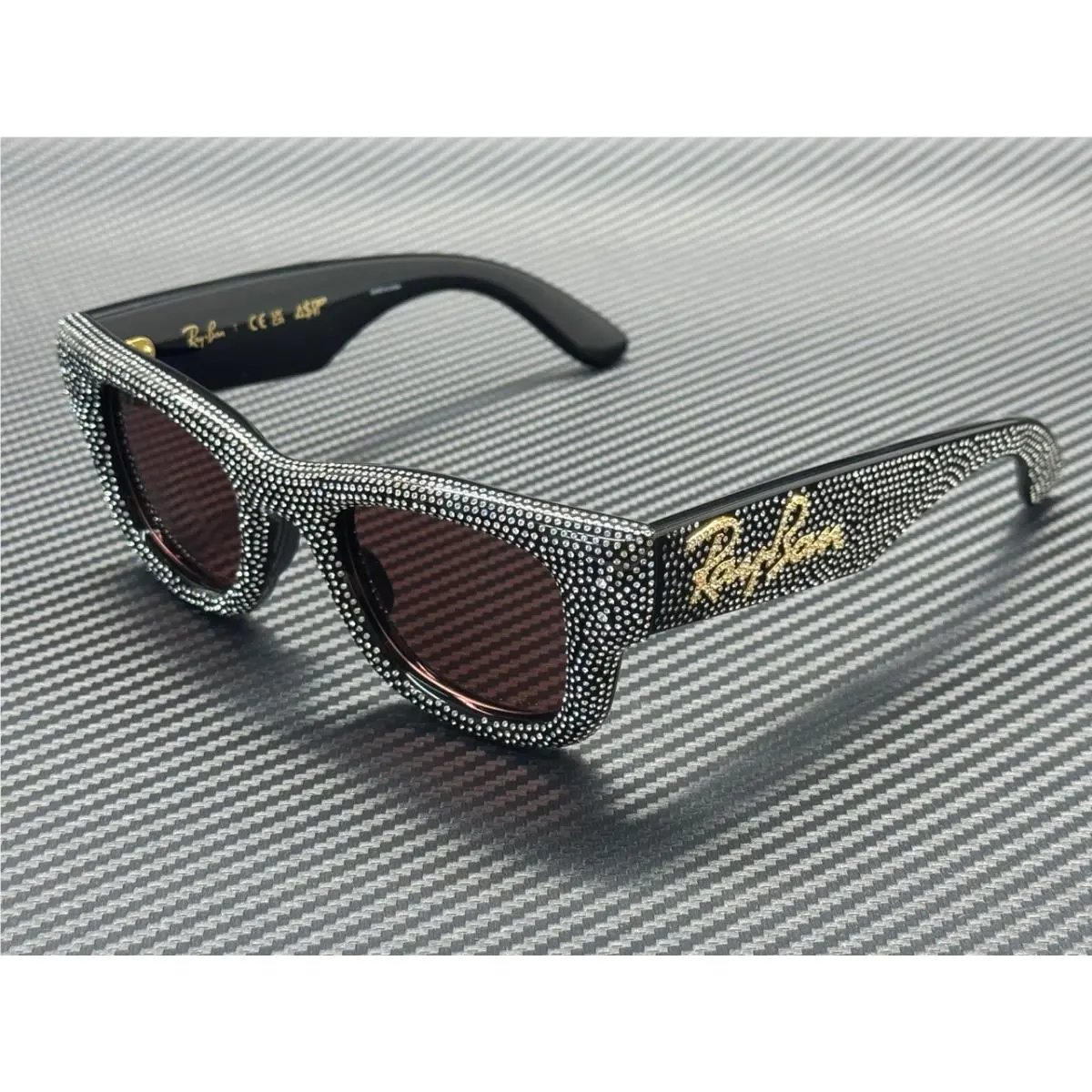 Ray Ban RB4940BP 686585 Black Dark Violet Wayfarer Puffer Unisex 47 mm Sunglasse