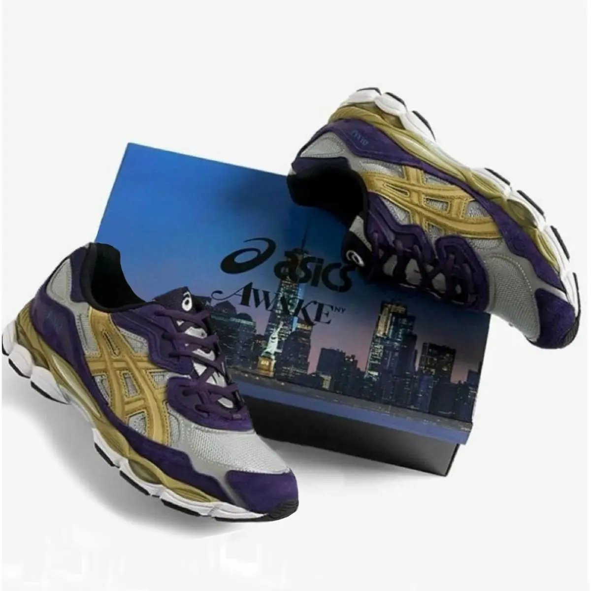 Asics Men`s sz 14 Awake NY Gel Nyc Purple Gold Sneakers 1201A850-020