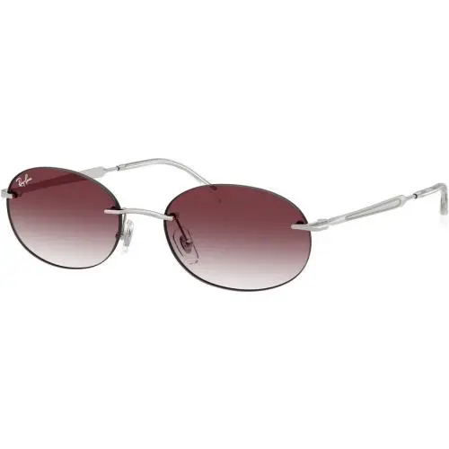Ray-ban RB3767 003/8H Silver Rimless Oval Sunglasses Gradient Burgundy Lens