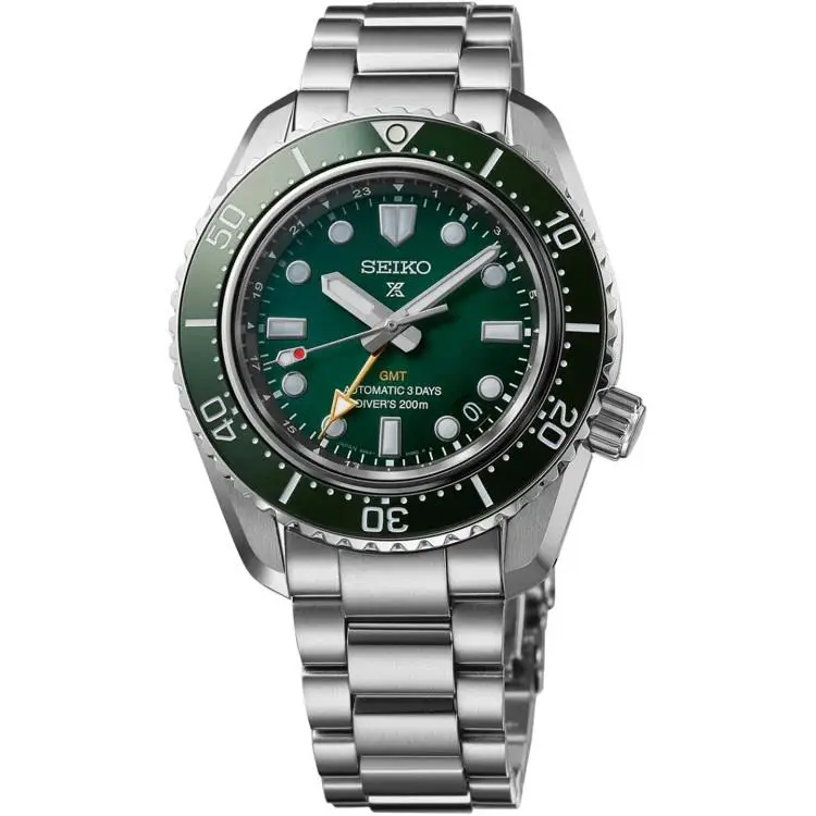 Prospex Diver`s Stainless Steel Green Dial Men`s Gmt Watch SPB381 by Seiko