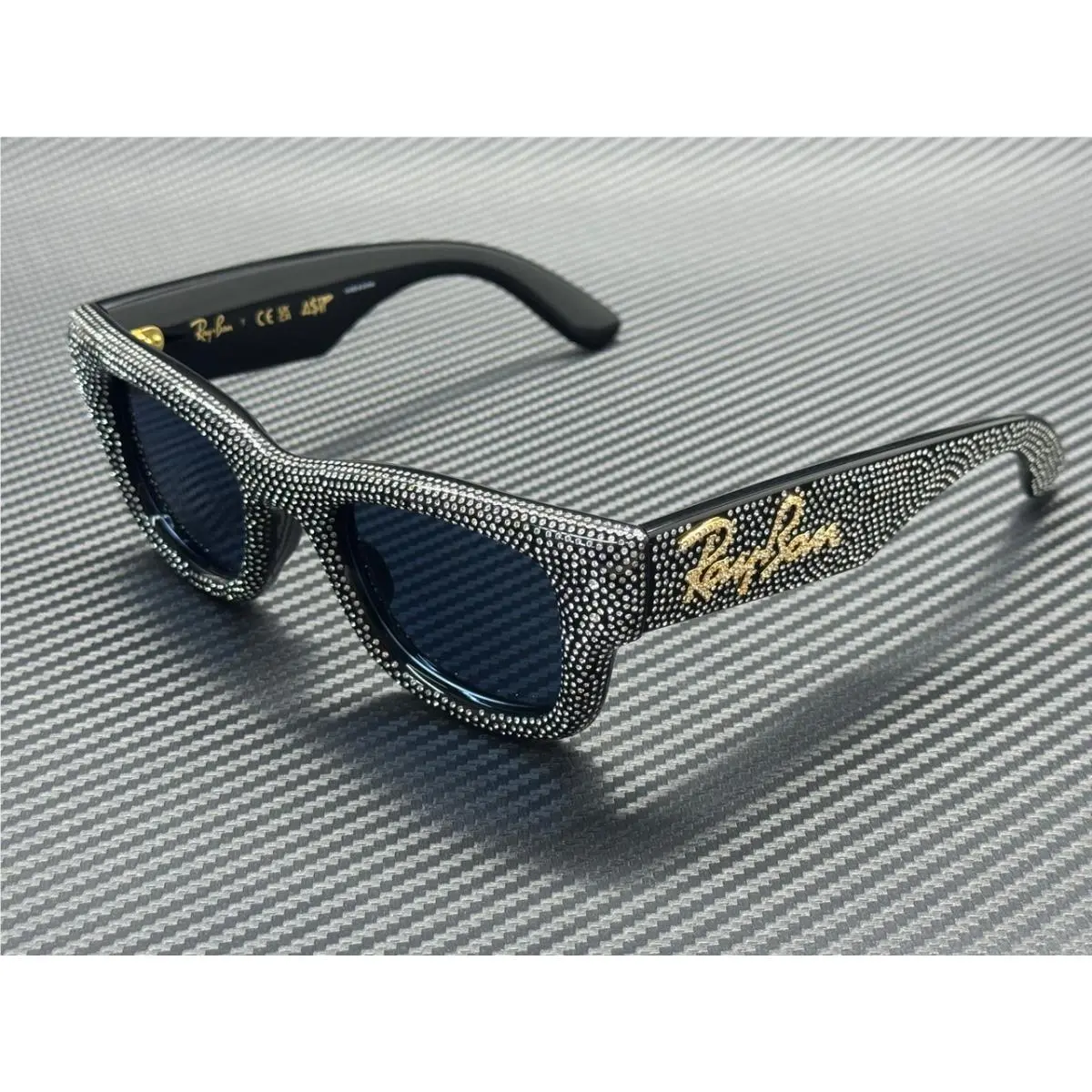 Ray Ban RB4940BP 686580 Black Dark Blue Wayfarer Puffer Unisex 47 mm Sunglasses