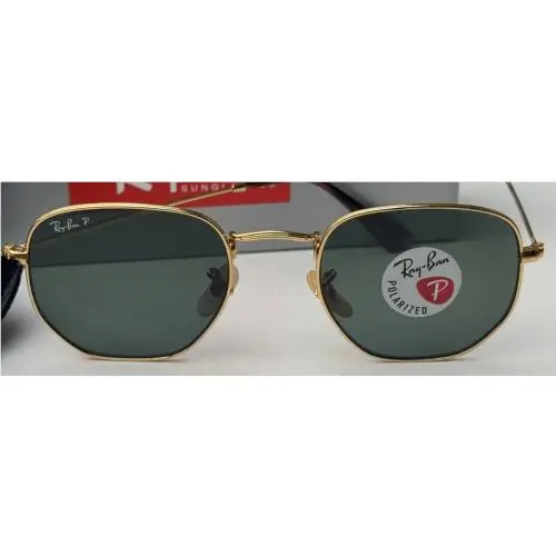 Ray-ban RB3548N 001/58 Arista Gold Hexagonal Polarized Green Sunglasses 51mm