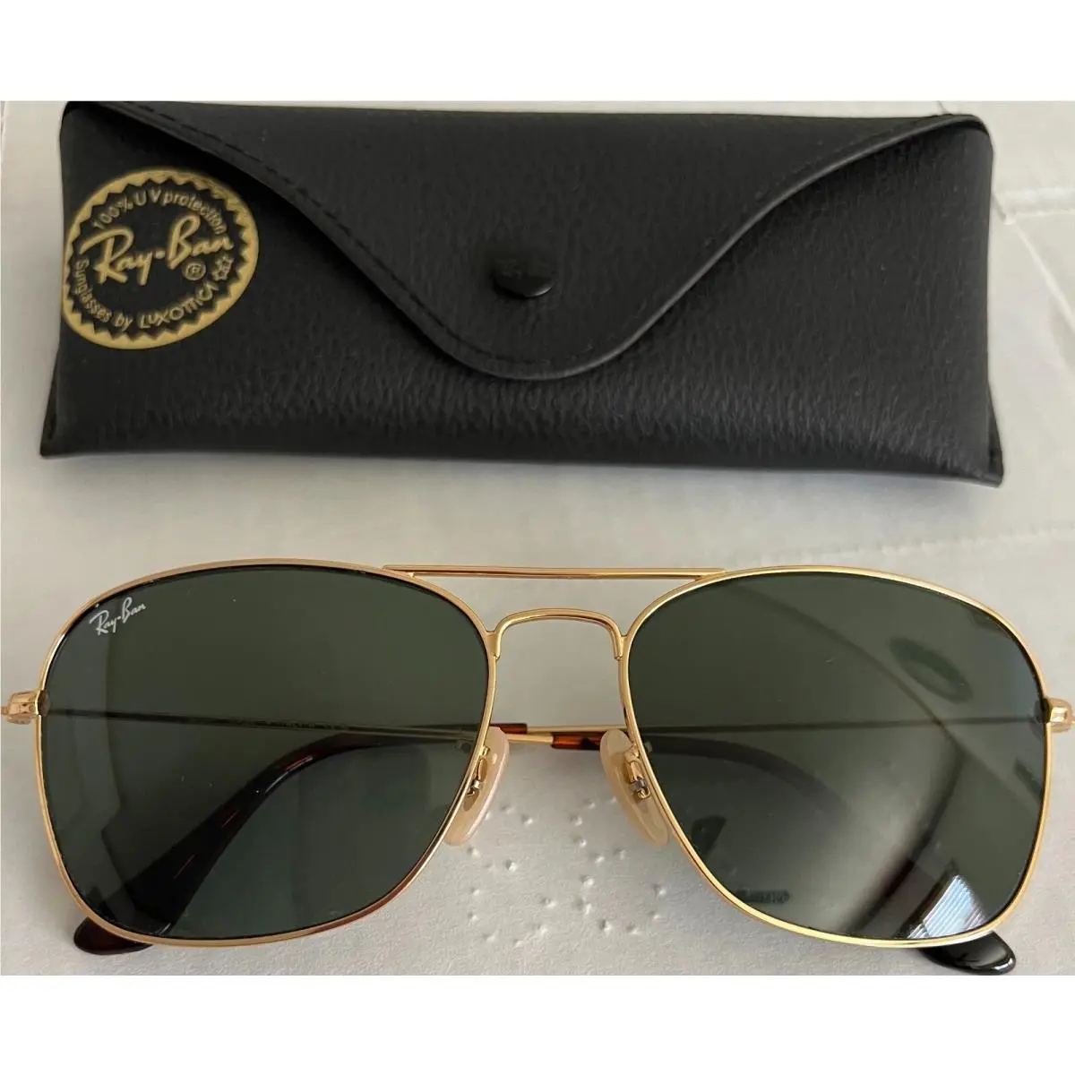 Ray-ban RB3136 001 Caravan Polished Arista Gold / G-15 Green Sunglasses 58mm