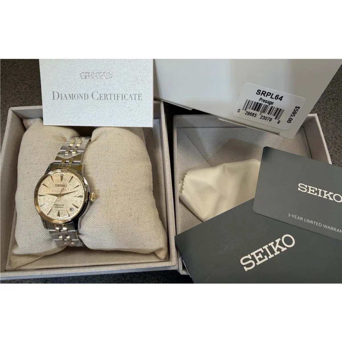 Seiko Presage Cocktail Time Automatic Gold Dial Diamonds Women’s Watch SRPL64
