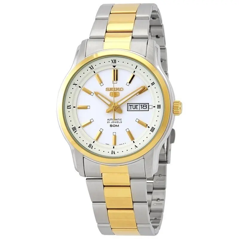 Series 5 Automatic White Dial Two-tone Men`s Watch SNKP14K1S by Seiko