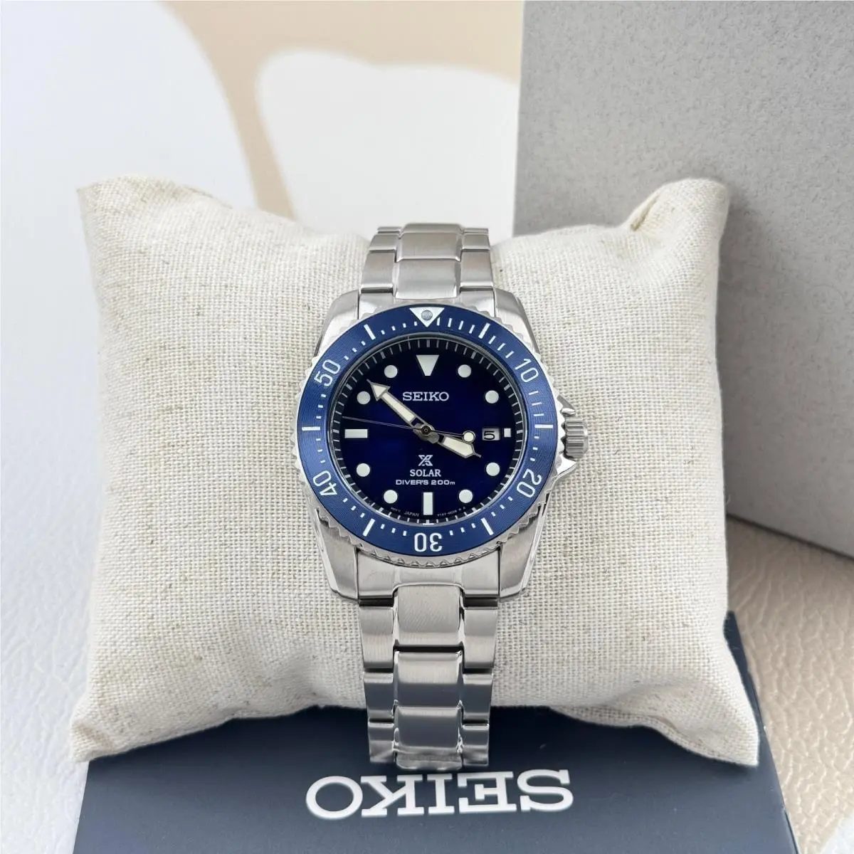 Seiko Prospex Sea SNE585 Blue Dial Stainless Steel Men`s Solar Dive Watch 38.5MM