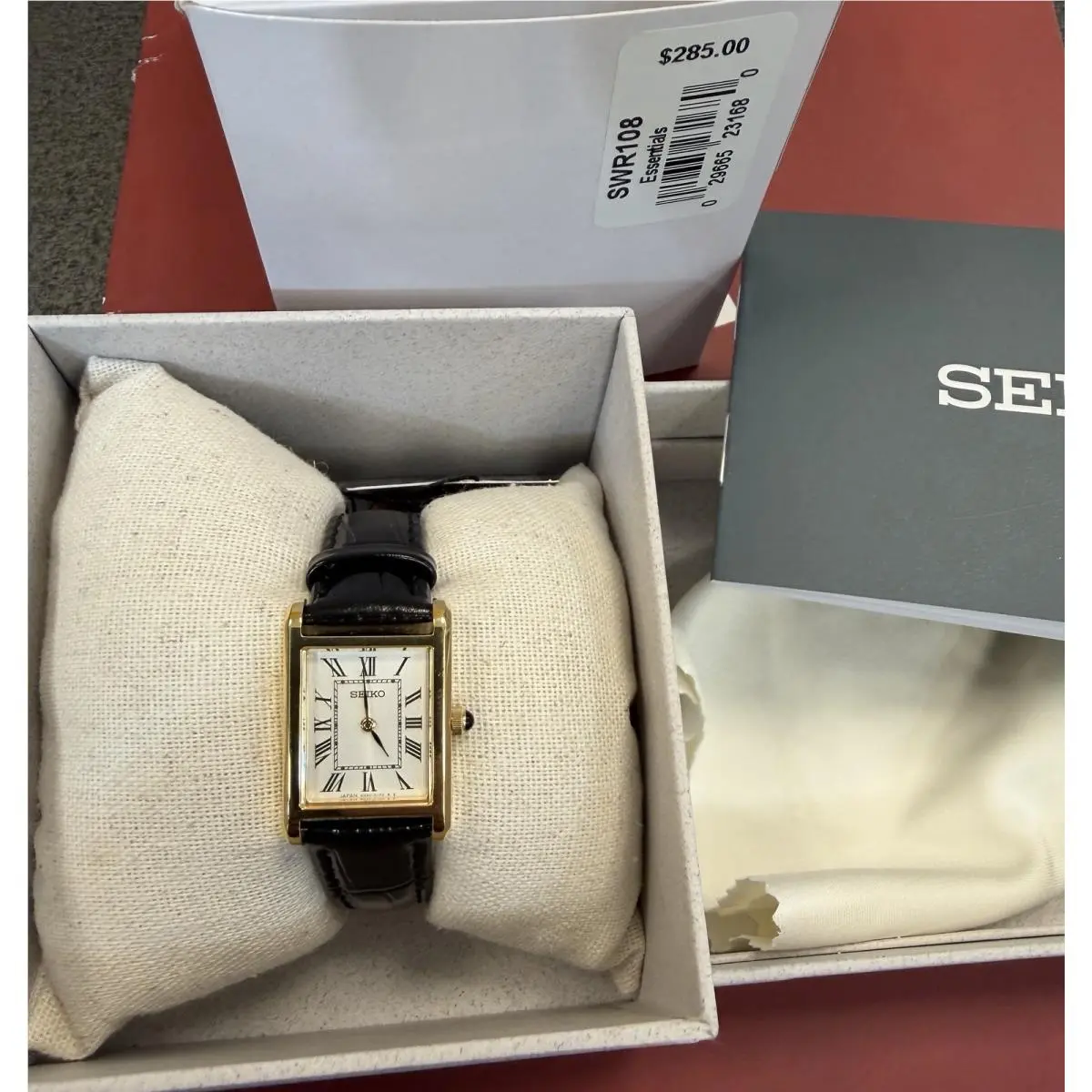 Rectangle Gold Women’s Sapphire Crystal Watch - SWR108 Made In Japan by Seiko