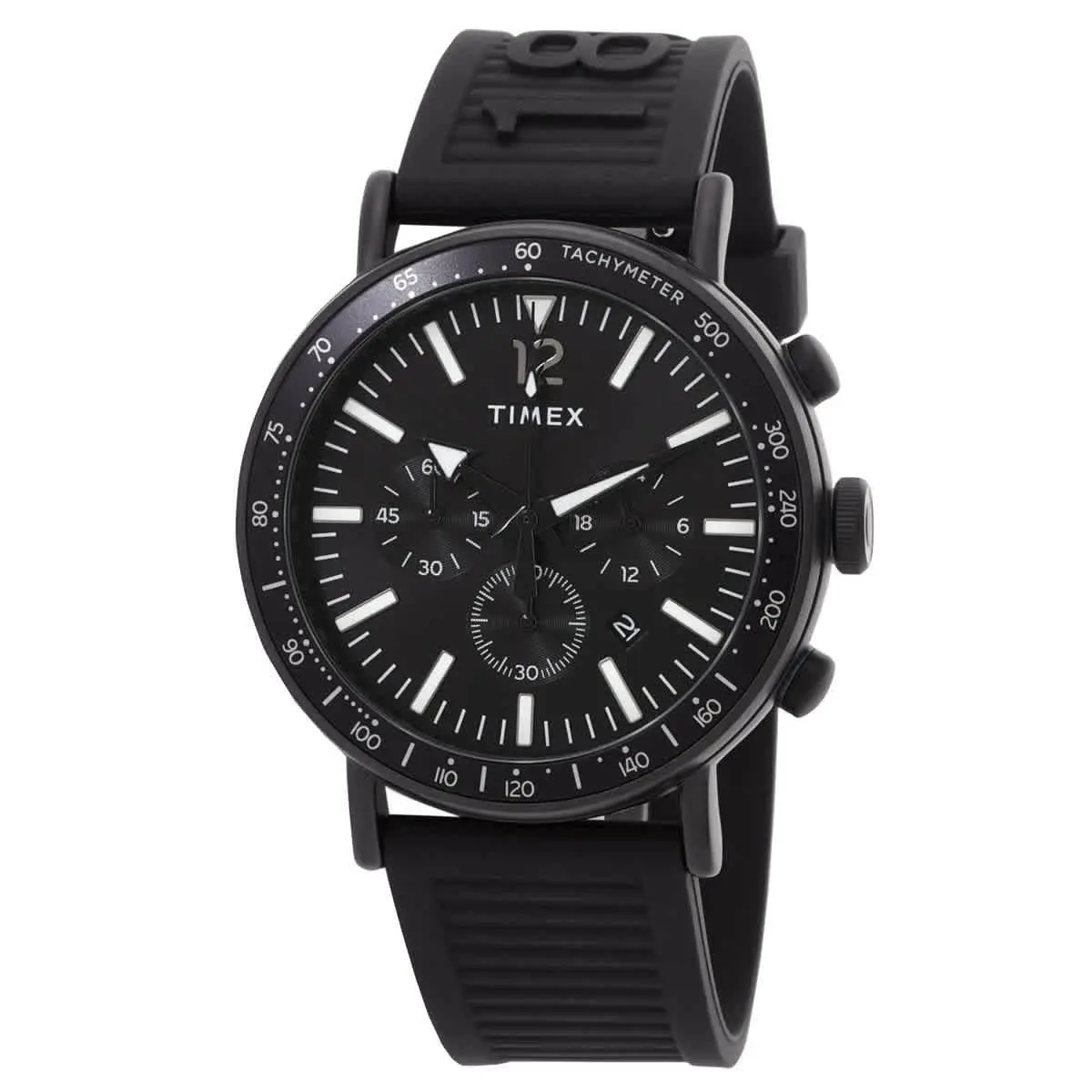 Timex Standard Chronograph Quartz Black Dial Men`s Watch TW2V71900 - Dial: Black, Band: Black, Bezel: Black
