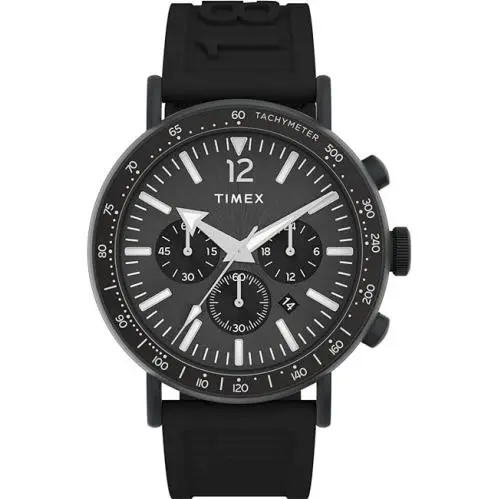 Timex Waterbury Standard Mens Watch TW2V71900 - Dial: Black, Hand: Black, White, Strap: Black