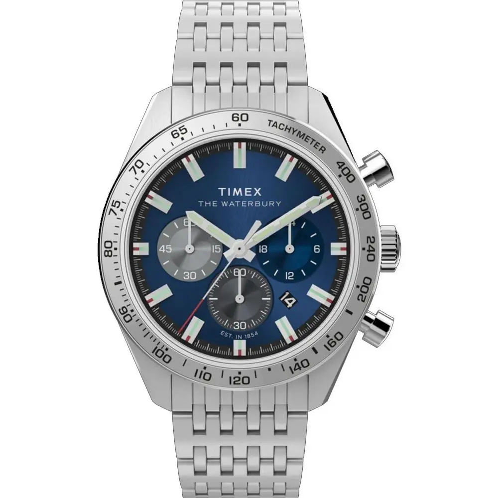 Timex TW2Y18500 Men`s Waterbury Stainless Steel Traditional Chronograph Watch