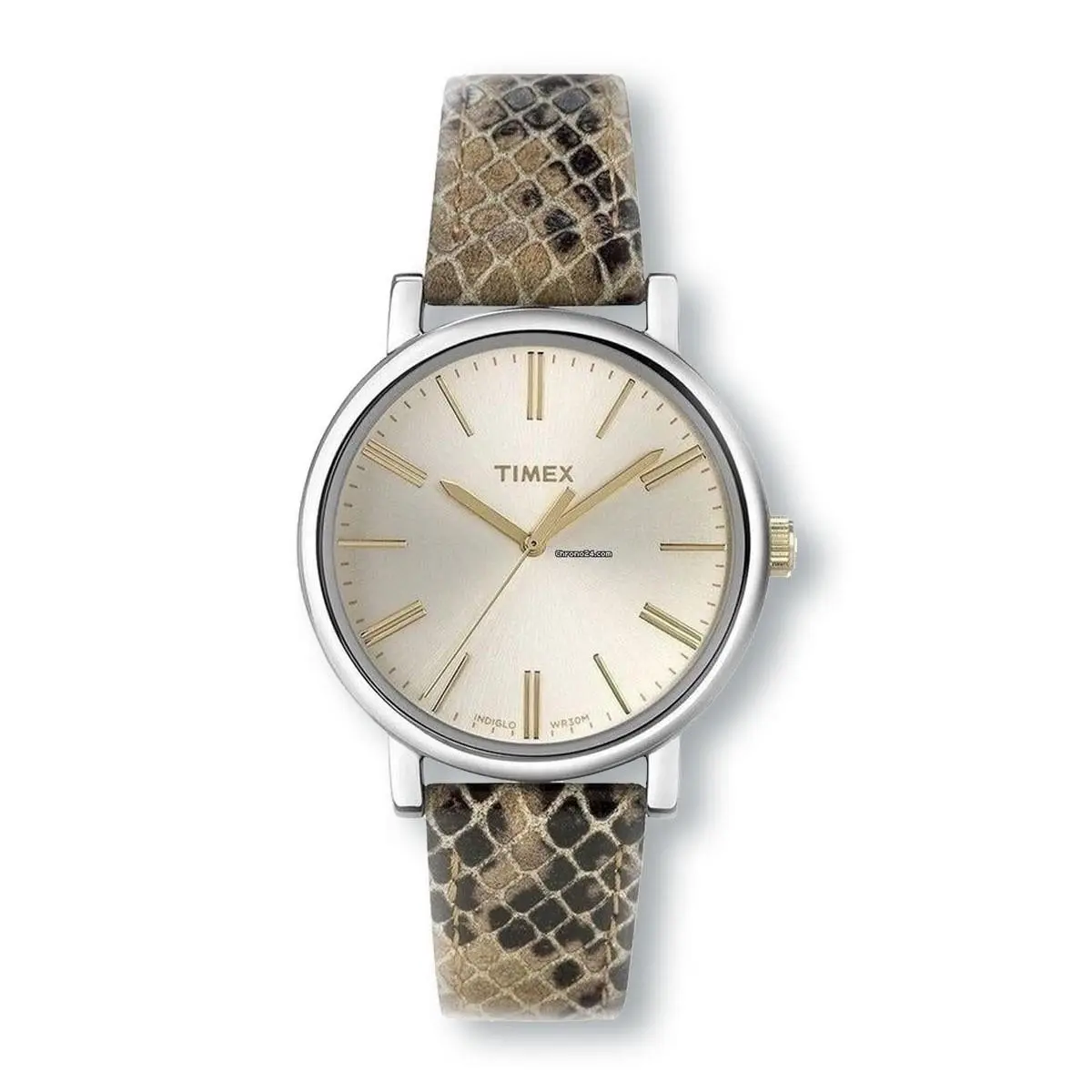 Timex T2N960 Python Snake Skin Pattern Leather Watch