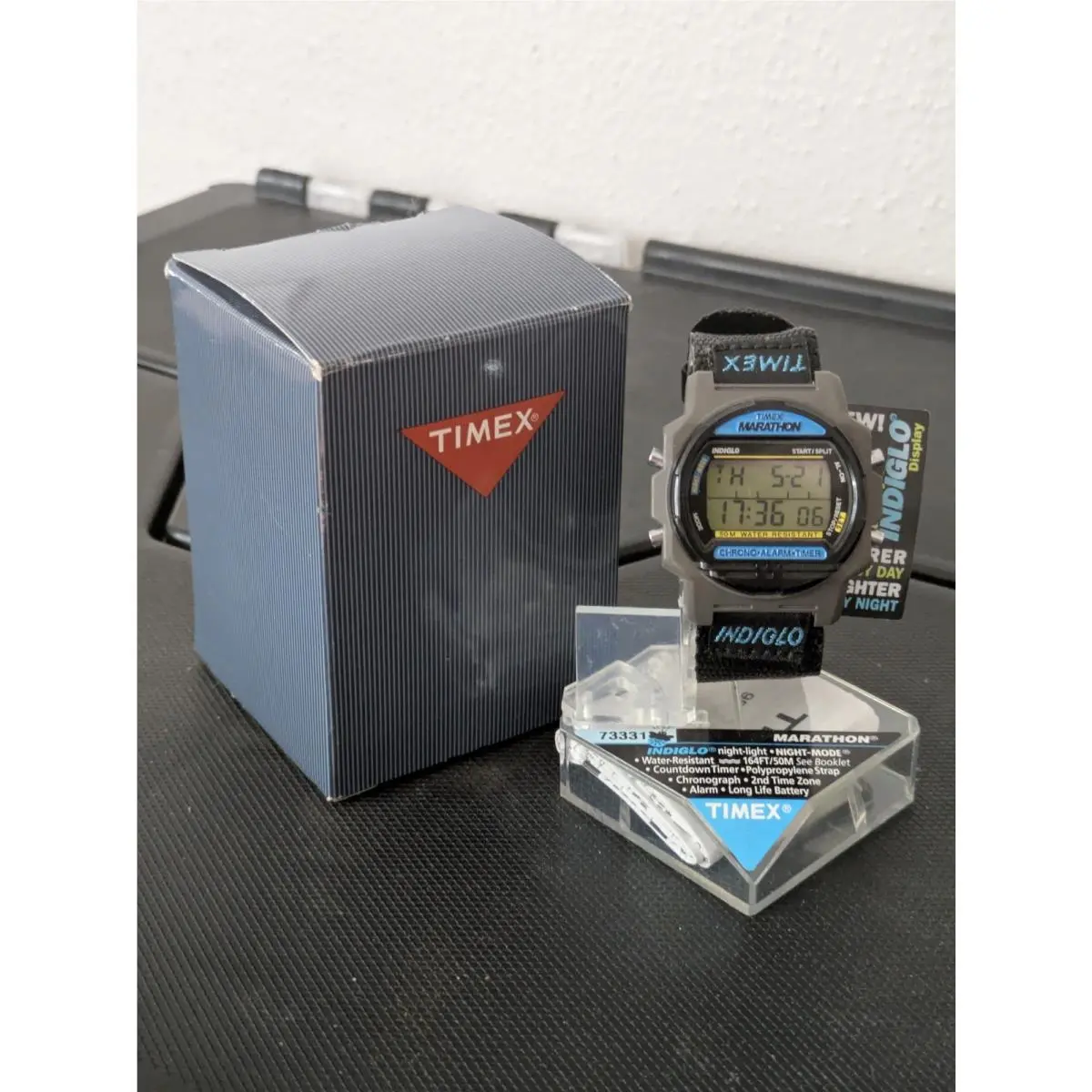 Vintage Timex Marathon 73331 Digital Watch Blue Black - Battery