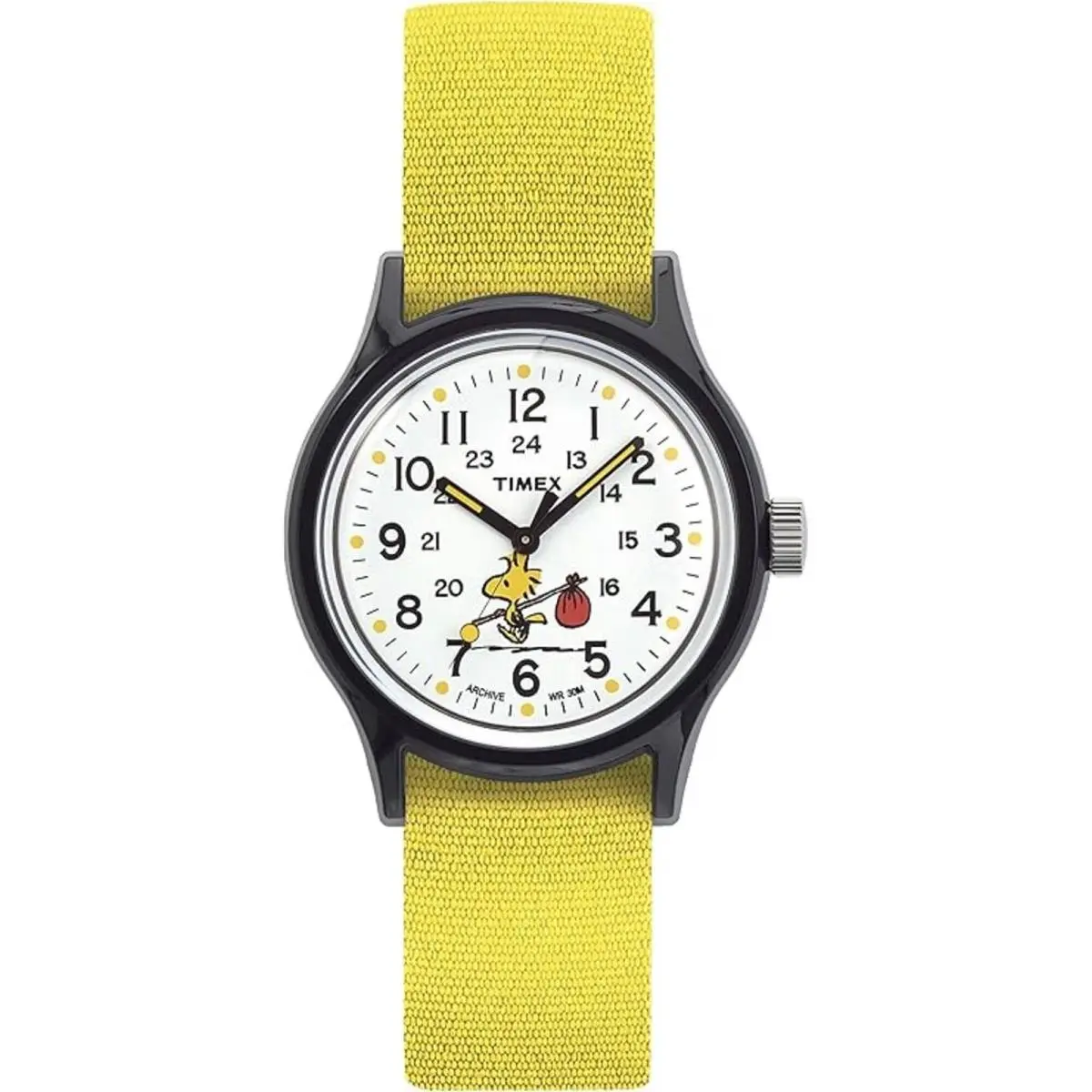 Timex Men`s Watch Peanuts Quartz White Dial Yellow Fabric Strap TW2U69300LG