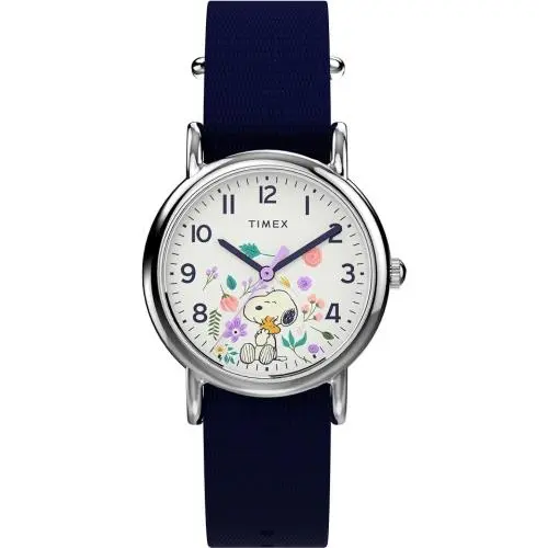 X Peanuts Womens Watch 31mm Blue Fabric Strap Single Layer TW2Y30800 by Timex