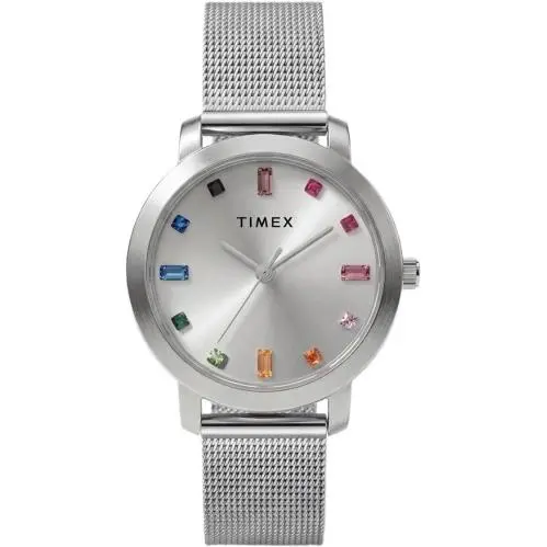 Timex TW2Y48600 Main Street 31mm Rainbow Crystal Markers Mesh Bracelet Watch