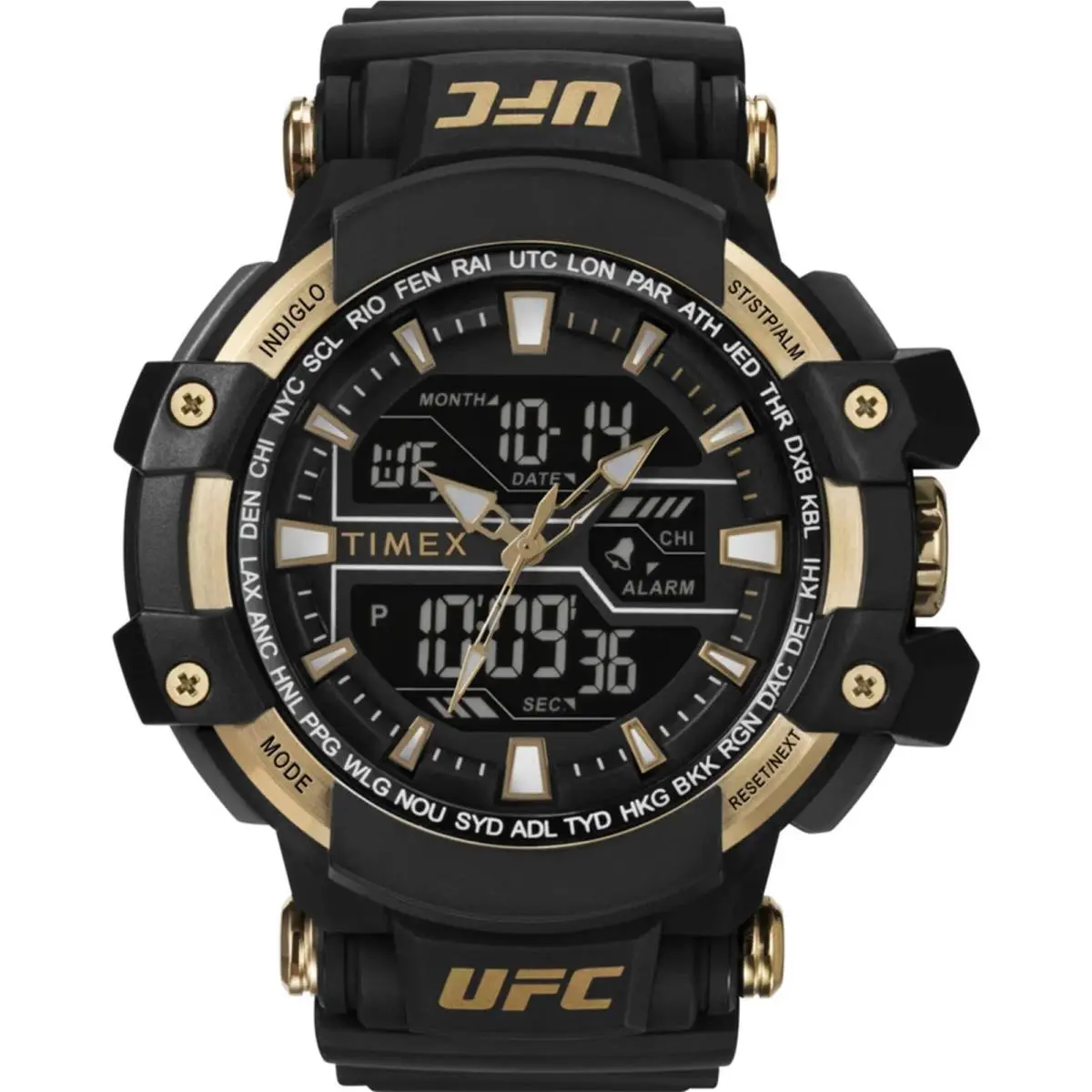 Timex TW5M58300 Ufc Combat Men`s Digital Watch Black Resin Strap
