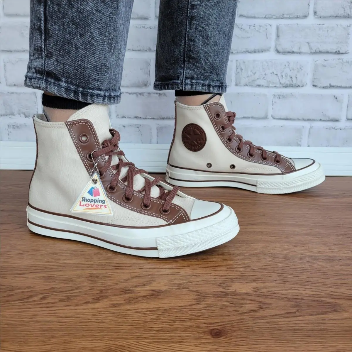 ⭐converse Chuck 70 High Leather Overlays 7.5 Womens Shoes Sneakers Beige A09450C