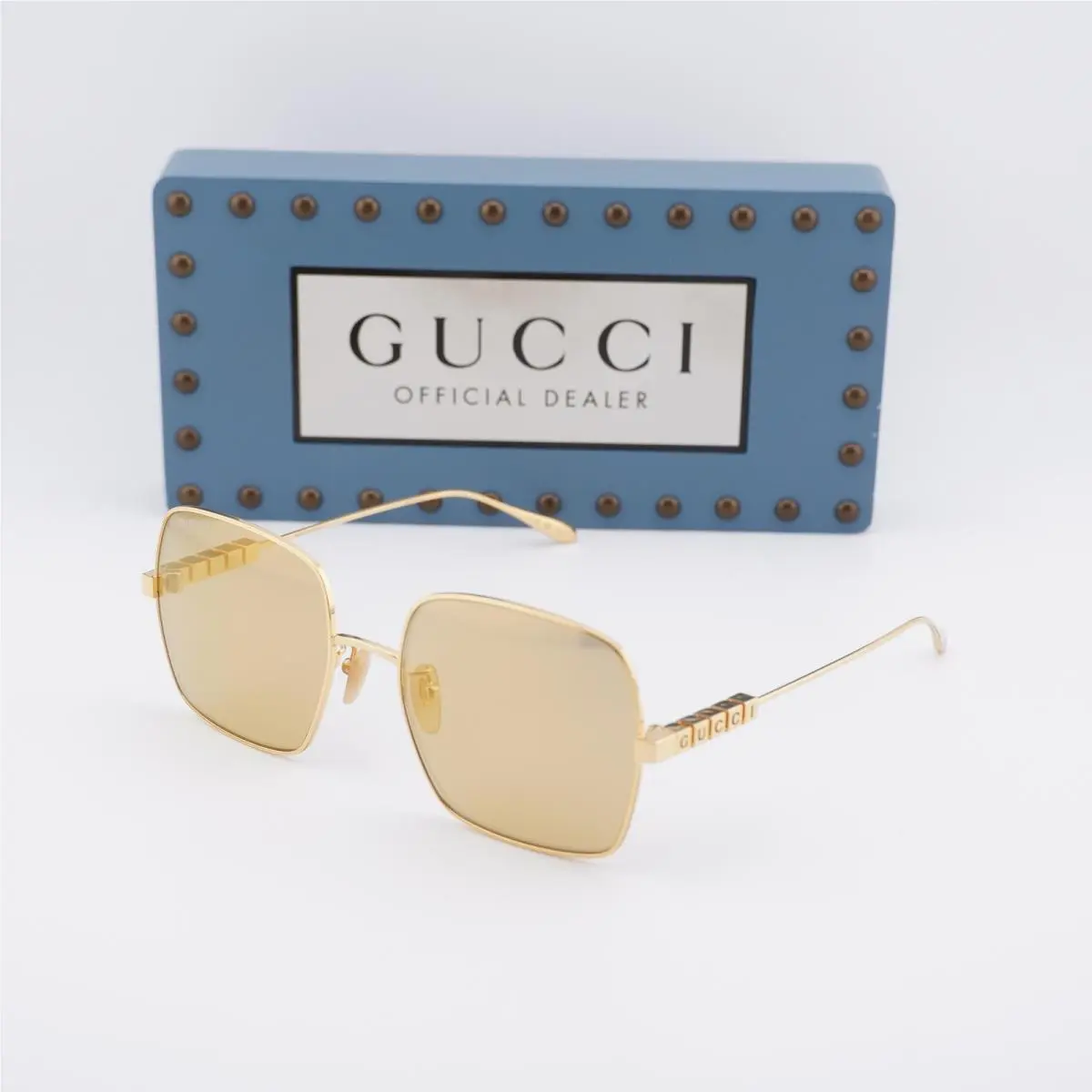 Gucci GG1434S 004 Gold/brown with Gold Mirror 57-19-145 Sunglasses