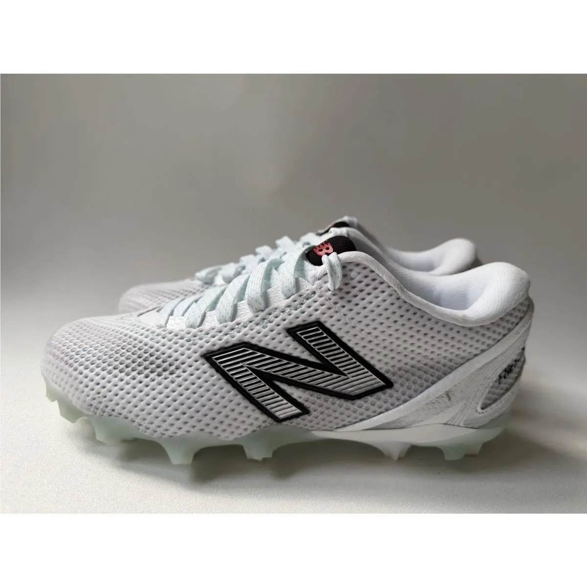 New Balance Men`s 7.5 White Black Silver Metallic Shoes with Traction and Stability - White/Black/Silver Metallic