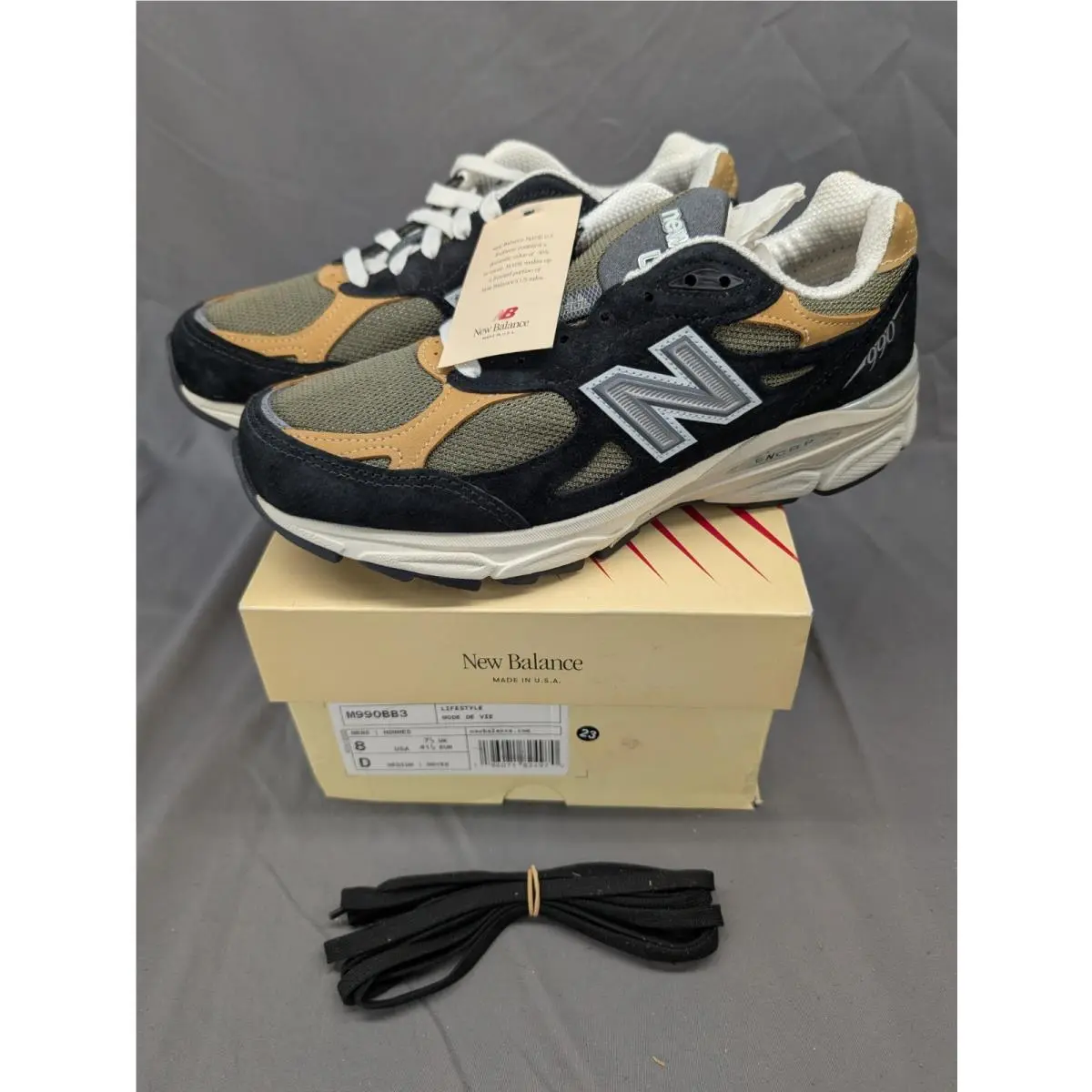 New Balance 990v3 Made in Usa Black Tan M990BB3 Miusa Men`s Size 8 Men Miusa