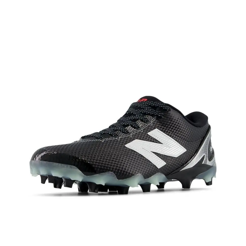 New Balance Men`s 7.5 Black White Silver Metallic Shoes with Traction For Agility on Field - Black/White/Silver Metallic