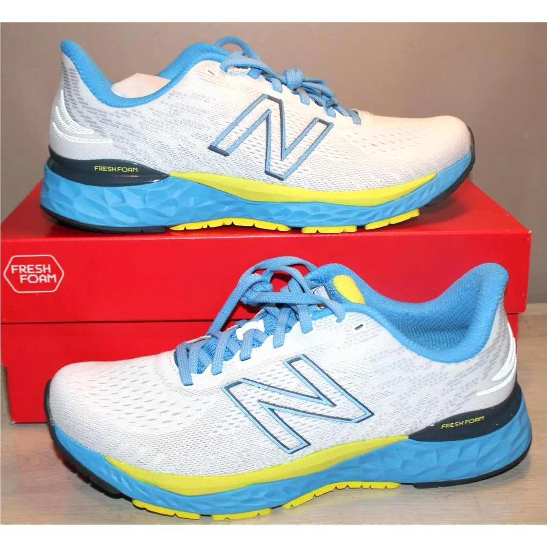 New Balance Fresh Foam 880 Running Course White/blue Men`s Shoes Size 10 D