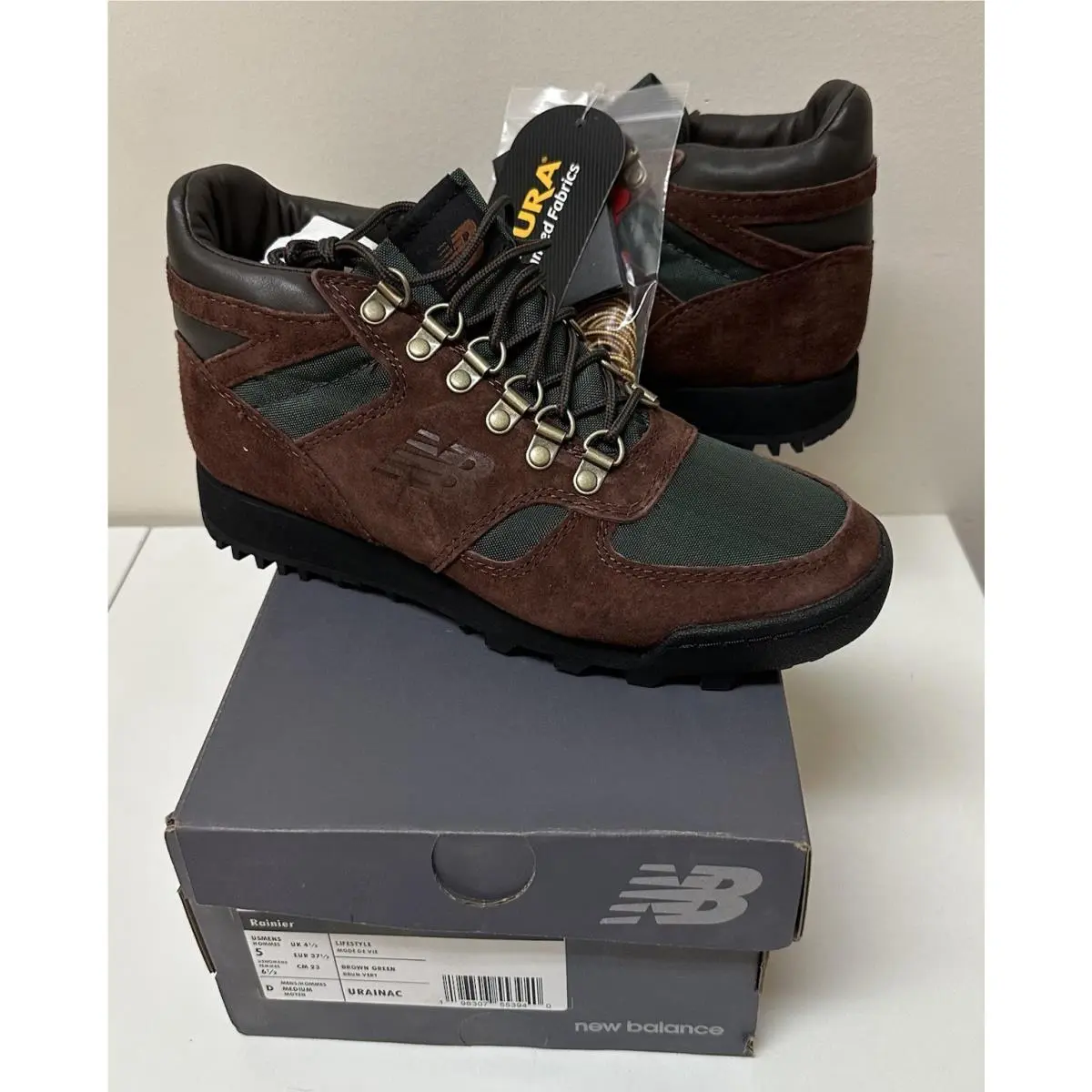 New Balance Rainier Urainaa Brown Green Vibram Hiking Shoes Men 5 Women 6.5 New