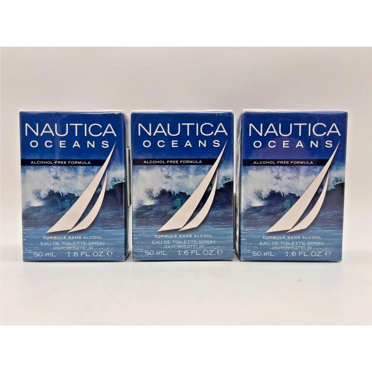 3x Nautica Oceans Eau DE Toilette Spray For Men 1.6 FL OZ Each MR 1317