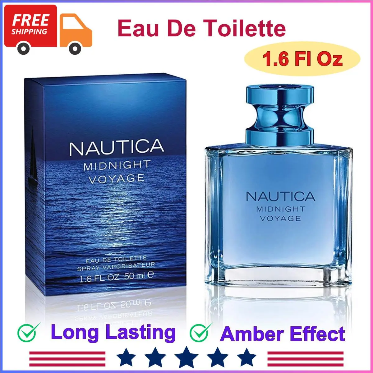 Nautica Midnight Voyage Eau de Toilette Spray For Men Vegan Formula 1.6 Fl Oz