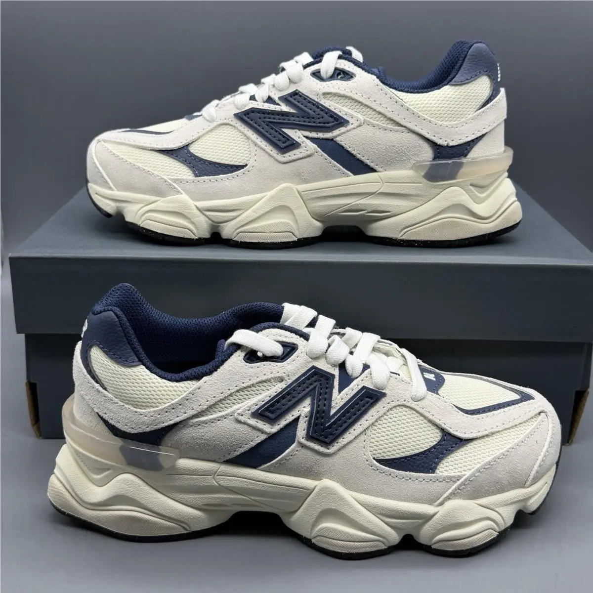 New Balance 9060 Women 6 Men/youth 4.5 Suede Beige Blue Casual Athletic Shoes