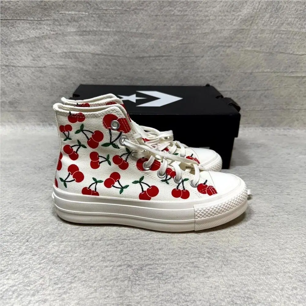 Converse All Star Lift Festival Women`s Platform Shoes Cherry Print Size 6.5