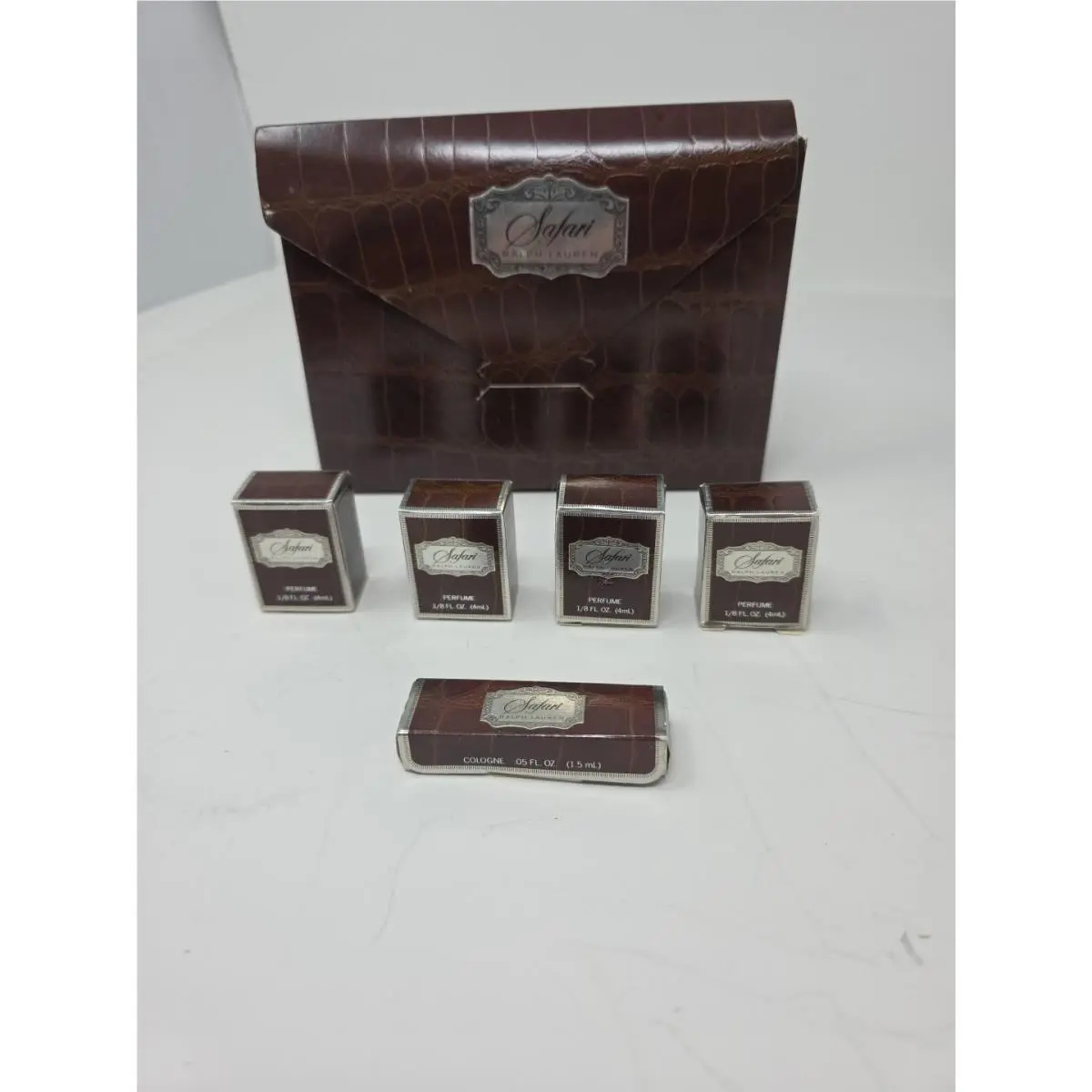 Vtg Ralph Lauren Safari Parfum Mini Perfume 1/8 Oz By Cosmair Lot of 4 + 1 Vial