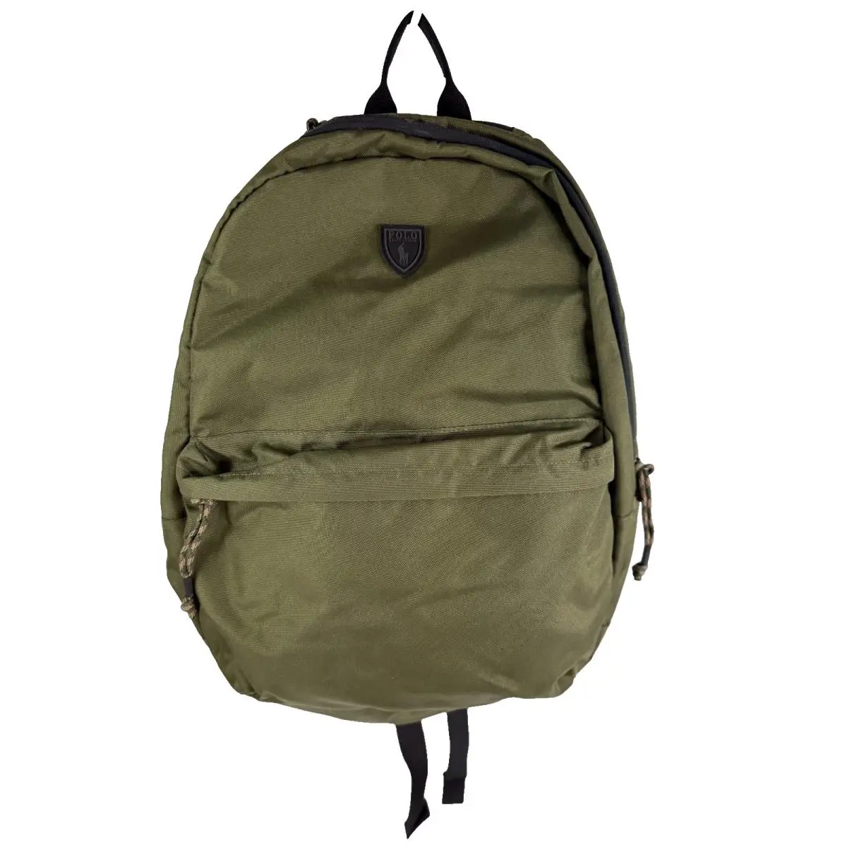 Polo Ralph Lauren Polyester Packable Backpack Black Logo Patch Olive Green