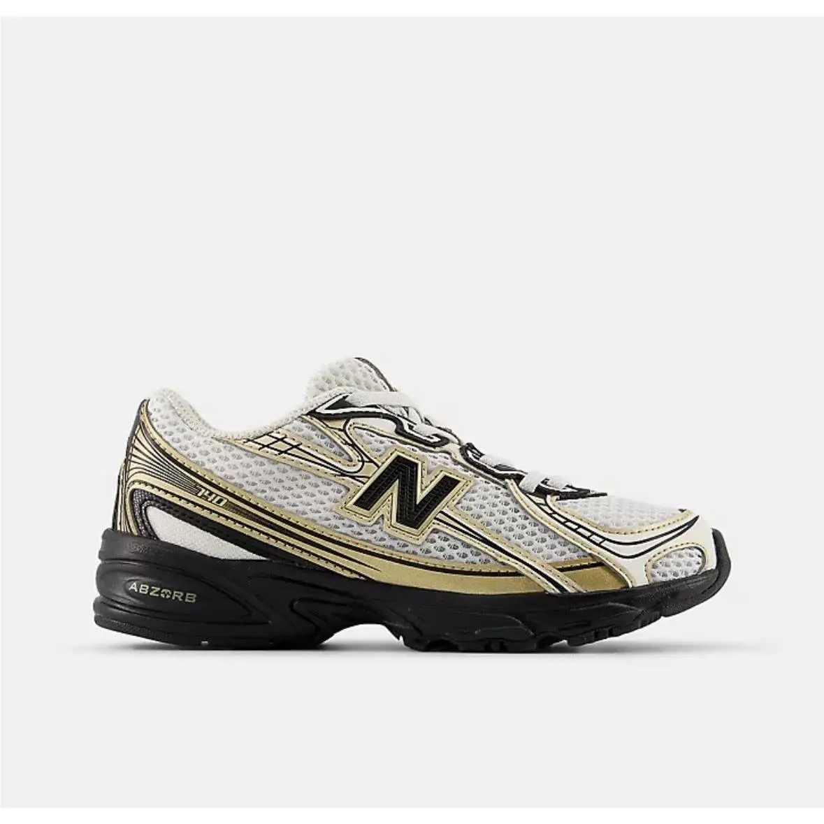 Size 13c - New Balance 740 White Gold Bungee Lace Preschool Kids