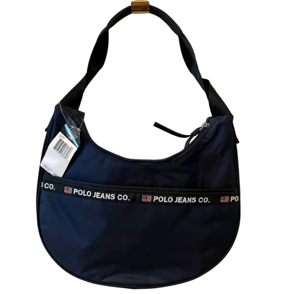 Ralph Lauren Vintage Y2K Polo Jeans Co Curved Bottom Bag Navy Blue Nylon