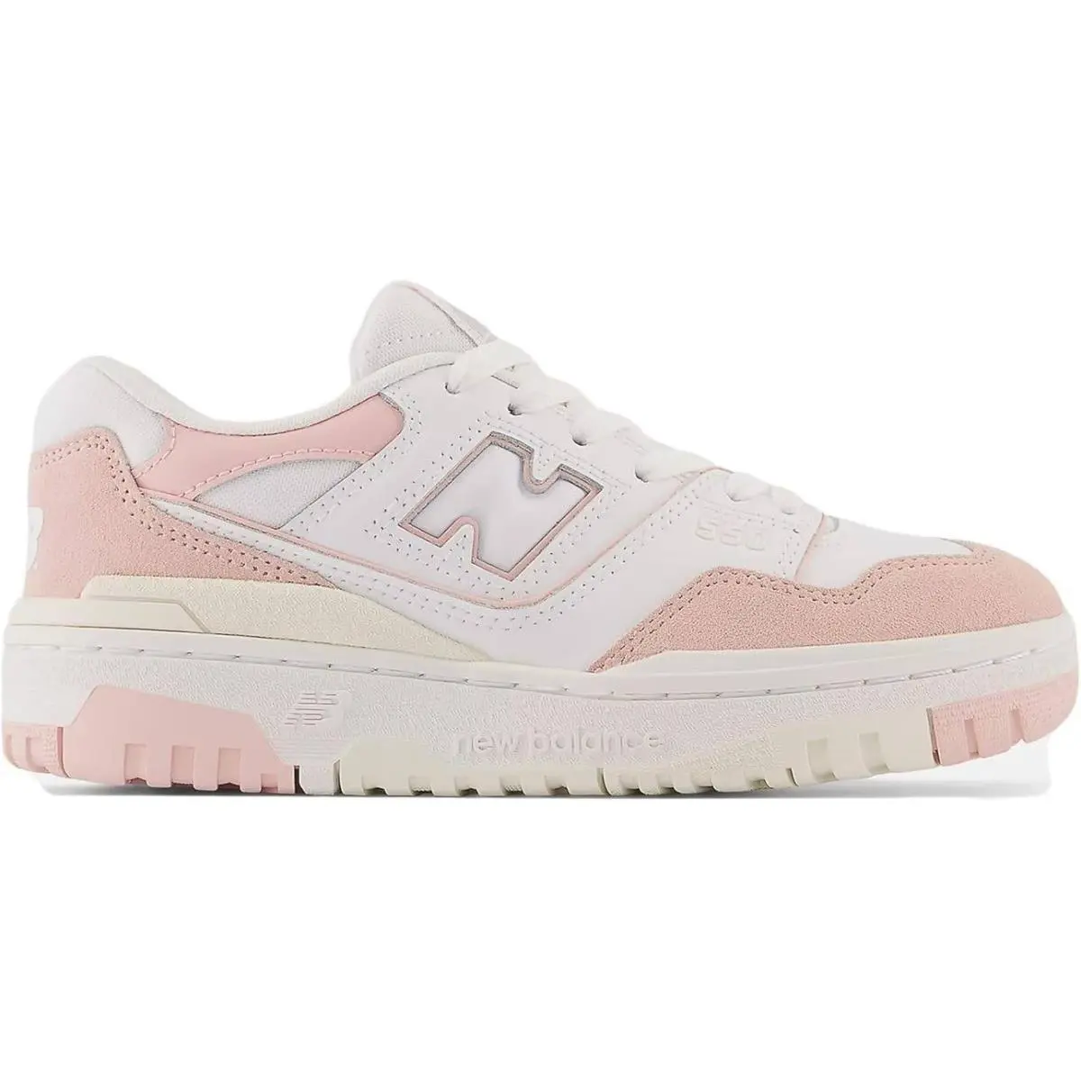 New Balance 550 Sneakers White Pink Leather Suede Low Top Shoes Big Kids 4.5 New