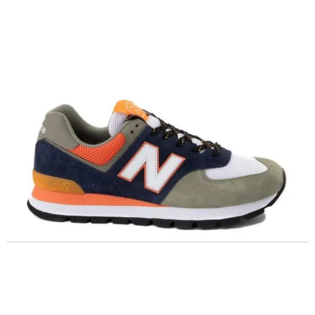 Mens New Balance 574 Rugged Athletic Shoe - Olive / Navy / Orange Mens US 8