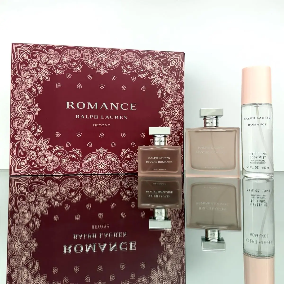 Ralph Lauren Beyond Romance 3pc Women Set 3.4oz Edp +1.7oz Edp + 5.1oz B/mist