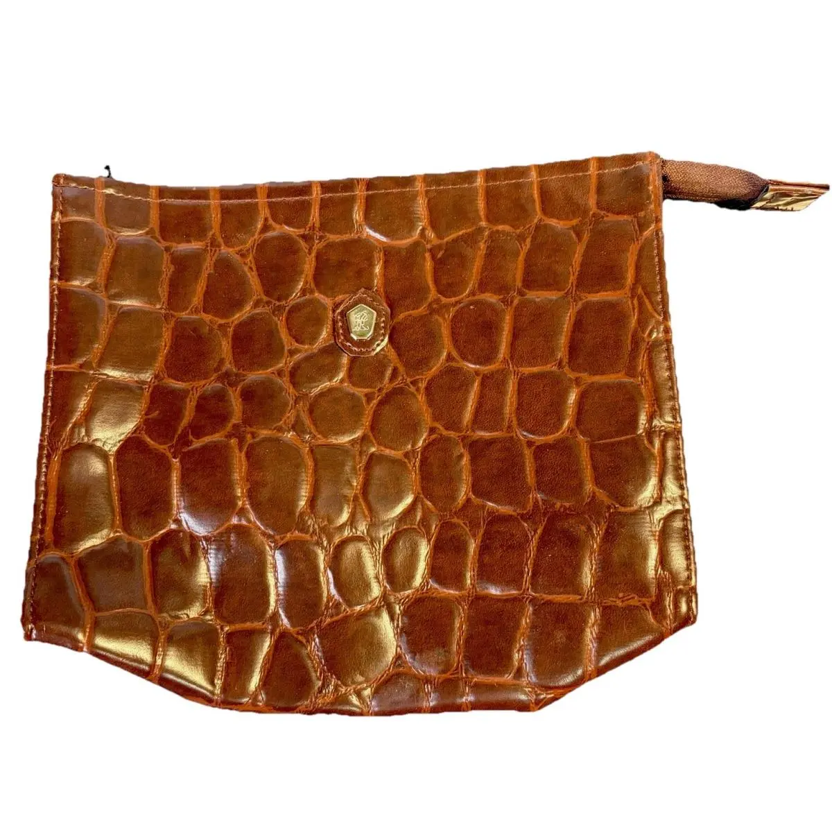 90`s Ralph Lauren Safari Croc-embossed Leather Cosmetic Bag Luggage