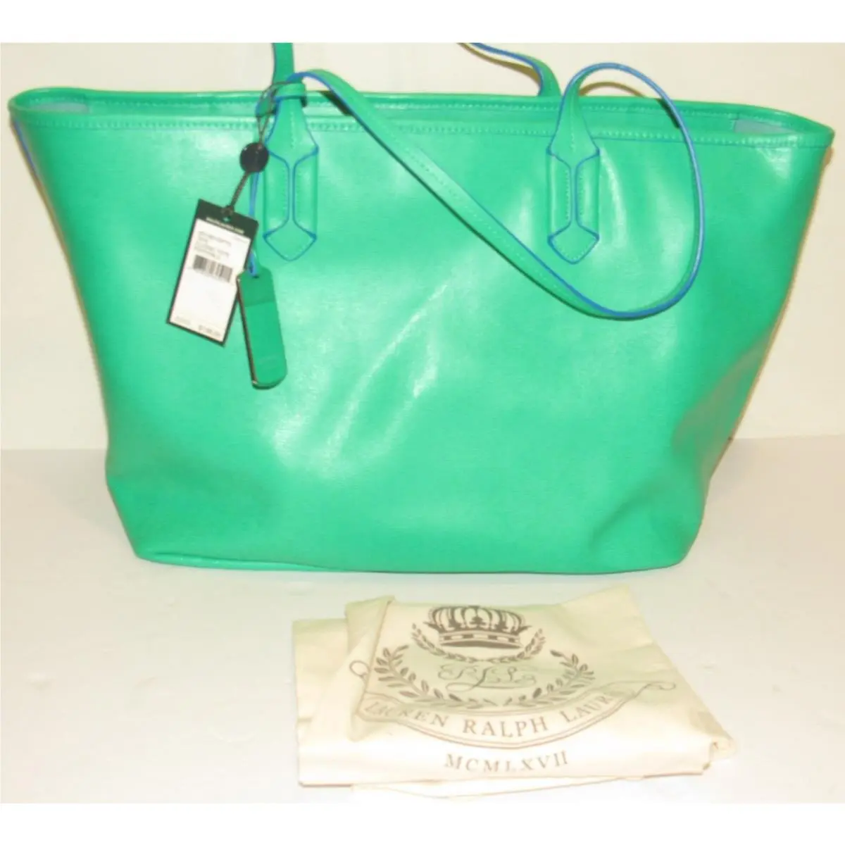 Ralph Lauren Tate Classic Tote Handbag Shoulder Bag Green Pepper Leather