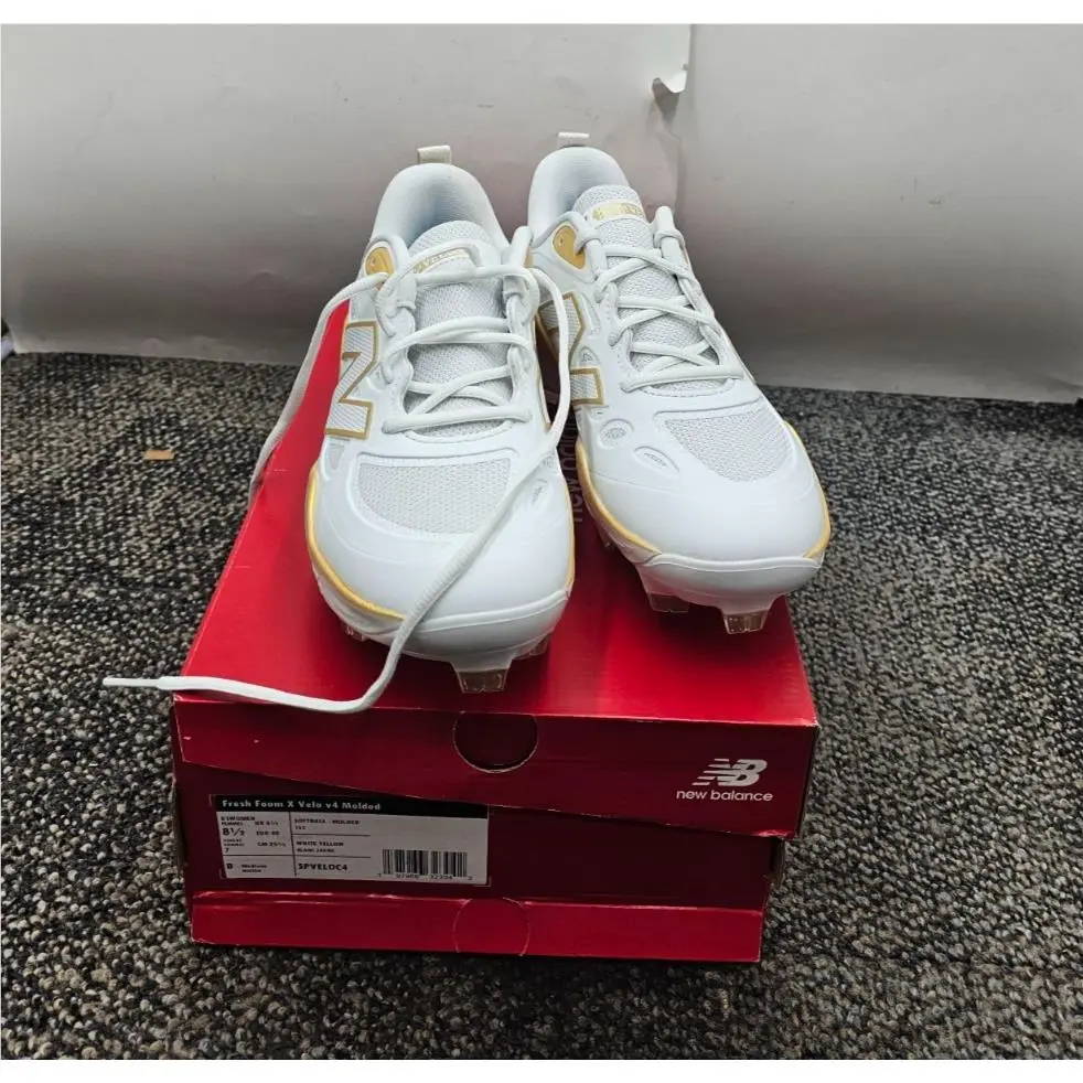 New Balance SPVELOC4 Women`s Fresh Foam X Velo V4 Molded White Yellow Size 8.5