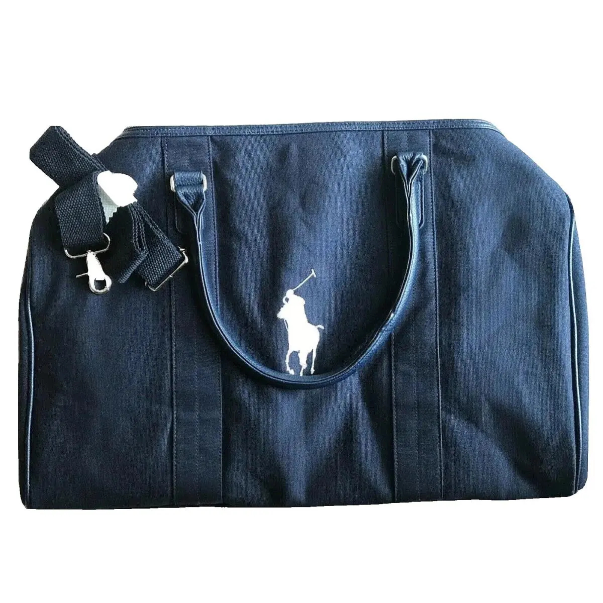 Ralph Lauren Polo Men`s Navy Duffle Bag Gym Weekender Travel Shoulder Strap