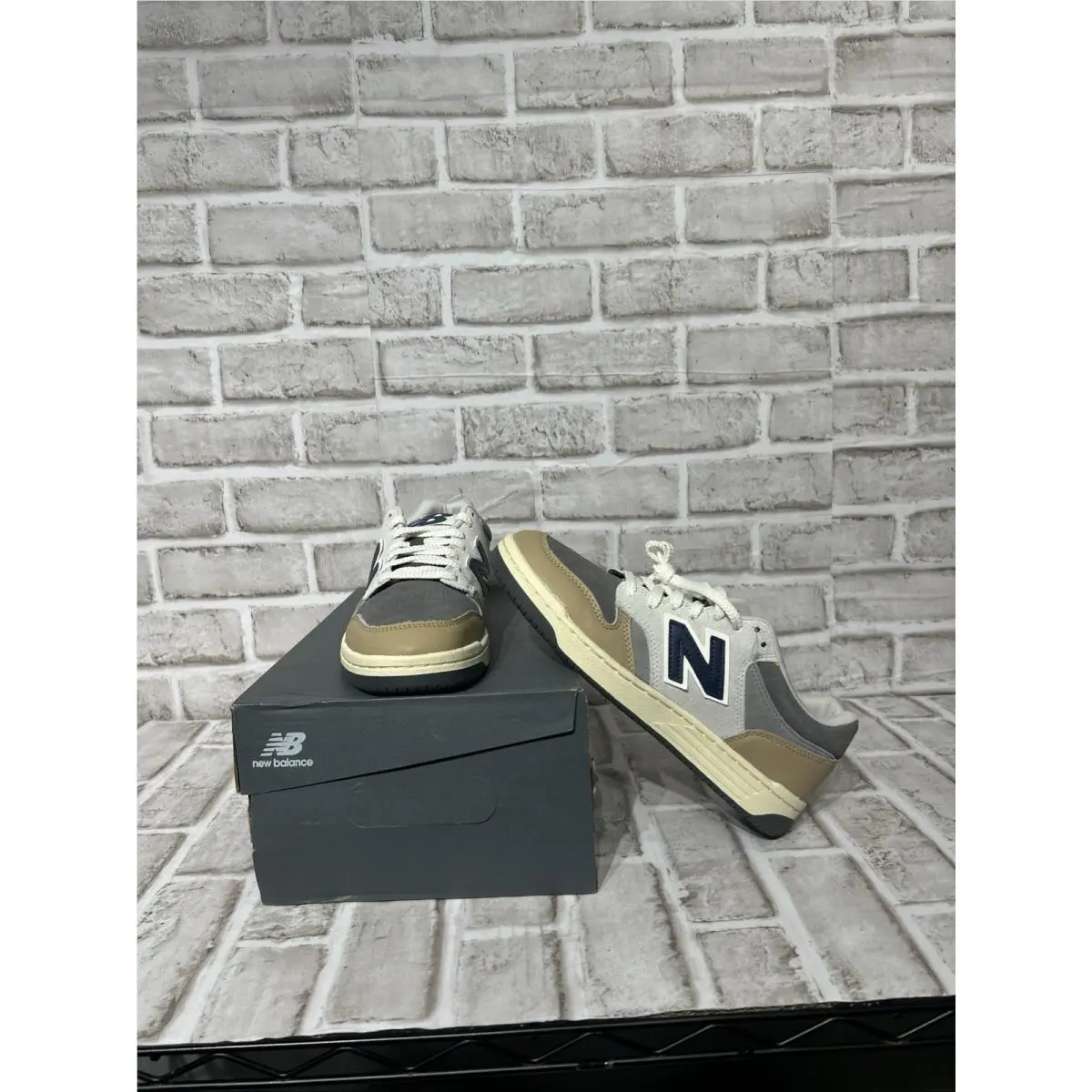 New Balance 480 Size 8 Gray Tan Suede Sneakers BB480LGB New
