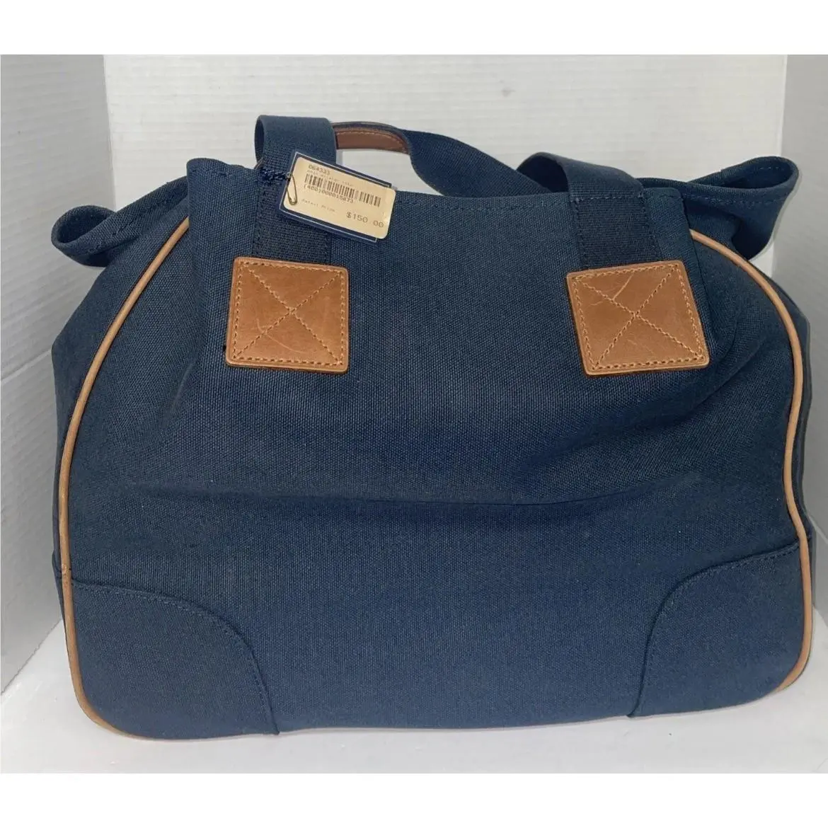 Polo Ralph Lauren 064333 Polo Aviator Tote Navy Blue Leather Trim