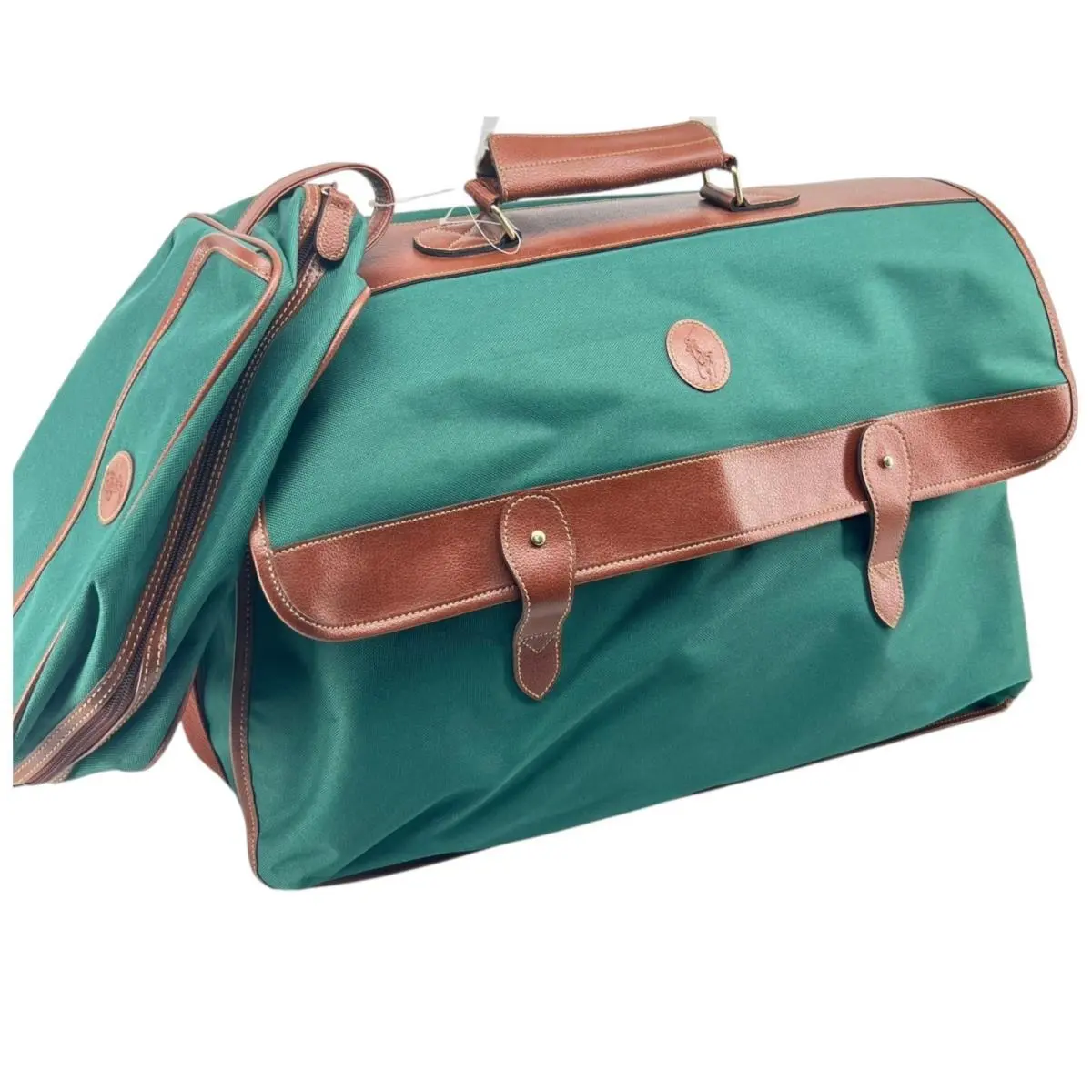 Vtg Ralph Lauren Polo Green Canvas Weekend Duffle Bag Set Travel Gym Preppy