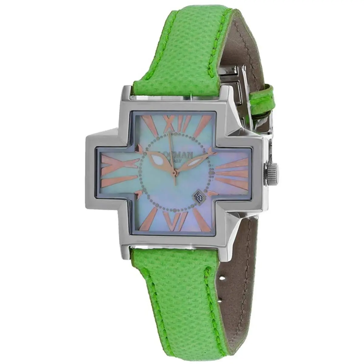 Locman Women`s Watch Italy Plus Mop Dial Green Leather Strap 181MOPGR/GR KS